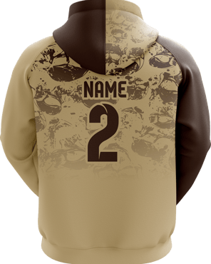 Sports hoodie 3D mockup #9 back – Beige/Brown sublimation on premium polyester fabric | Realm Hawk