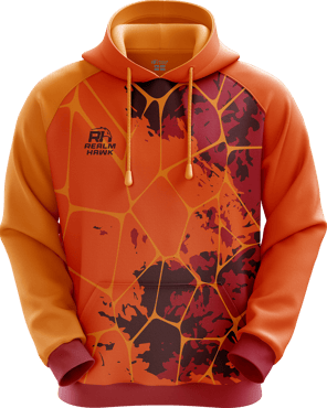 Sports hoodie 3D mockup #5 front – Orange/Yellow sublimation on premium polyester fabric |Realm Hawk