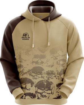 Sports hoodie 3D mockup #9 front – Beige/Brown sublimation on premium polyester fabric | Realm Hawk