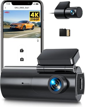 GKU Dashcam D600 con Tarjeta SD de 64GB color negro
