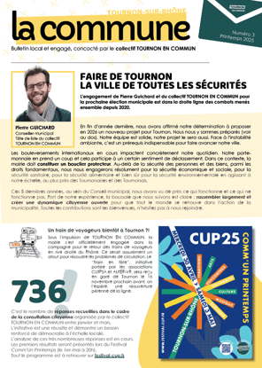 Couverture du journal LA COMMUNE de Tournon en Commun - n°3