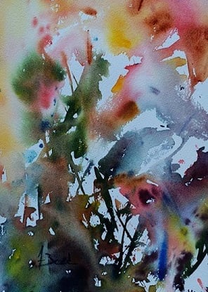 aquarelle authentique avec un petit pêcheur et un poisson arc en ciel