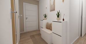 Entrée moderne avec meuble de rangement faible profondeur
