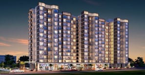 Night view elevation of 1 and 2 BHK flats in Panvel near Godrej City