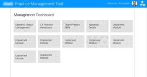 Practice Management Tool, Demand Bench Mgmt, Appraisal, Tech & Primary Skill, Mgmt Dashboard