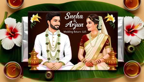 a couple in traditional indian wedding attire with a floral arrangement of flowers