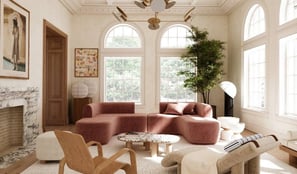 interior decoration of living room with a couch and a chair
