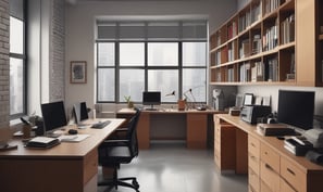 un bureau organisé, taches et kbis à jour
