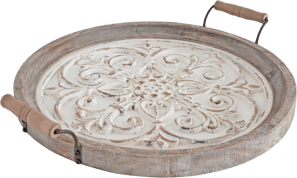 Rustic Brown and White  Decorative Tray for Serving