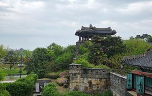 Hwaseong Fortress wall and buildings
