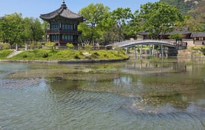 Hyangwonjeong Pavilion and pond view