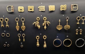 Gaya earrings and belt buckles