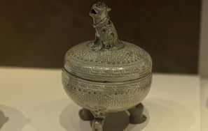 Goryeo Celadon Incense burner with wave and dragon design