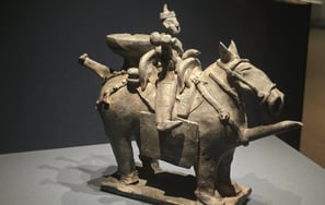 Horse and rider pottery
