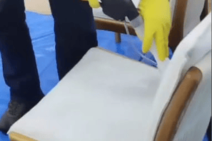 Exemplo de limpeza realizada em uma cadeira.