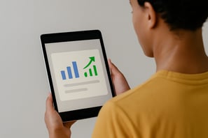 Analytics dashboard displaying clear performance metrics like clicks, leads, costs, and ROI for Goog