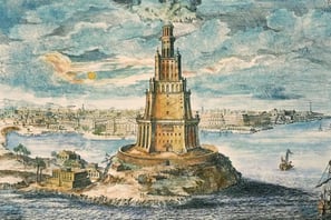 O farol de alexandria, uma das sete maravilhas do mundo
