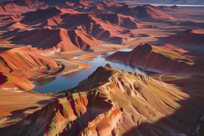 uma cadeia de montanhas com um lago e montanhas ao fundo
