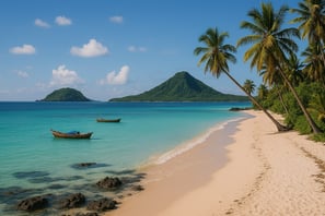 um barco está estacionado na costa de uma praia