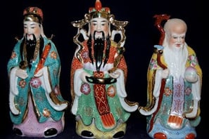 Three star gods statues ceramic