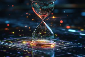 a_modern_looking_hourglass_with_technical_details_in the background history ai