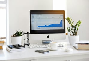a computer monitor screen showing a marketing graph