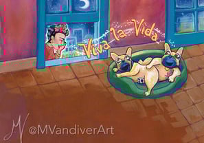 Illustrations from Bruno & Frida Go To Mexico City by New Orleans artist Melissa Vandiver.