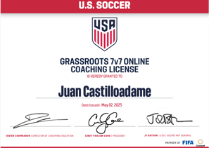 Juan's Coaching Certificate