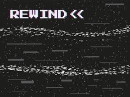 black and white background with the word Rewind on it