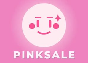 a pink and white smiley face with the words pink sale