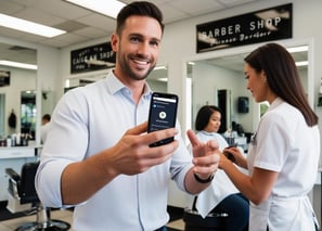 Person with cell phone in hand, showing that they found your company on Google My Business