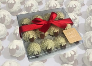 Assorted custom chocolate truffles in flavors like coffee, orange, Irish cream, and lavender, luxurious flavorful experience