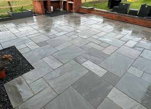 patio slabs clean after being pressure washed in Malvern