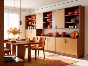 a dining room with a table and chairs