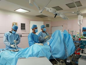a group of doctors and nurses in a hospital