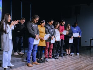 people receiving membership diploma