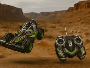 Carro a control remoto Terrenator con un desierto de fondo