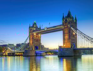 a bridge spanning the width of a river