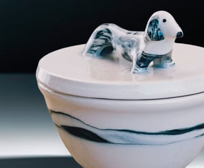 Ceramic Salt Cellar lid dachshund, Pottery sugar bowl Wiener, Dachshund Kitchen Gift, Mother's day, 