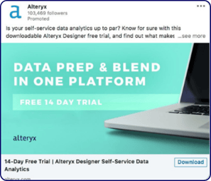 LinkedIn ad example: Alteryx