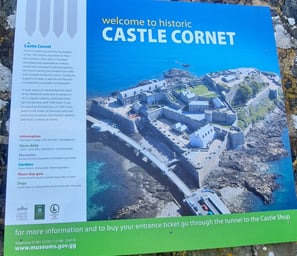 a sign that says "Castle Cornet"