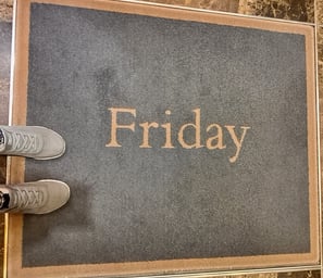 Rug with the word "Friday"