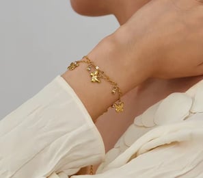 18 k gold plated Demi fine bracelets which are water resistant and hypoallergenic.