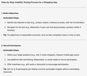 4. Break tasks into steps example output