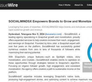 a social media page with a socialmindsx logo