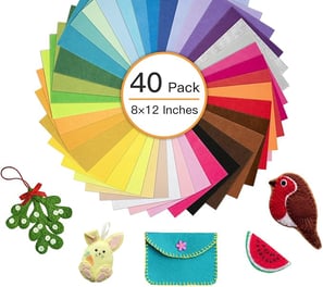 40 colorful 8x12 inch felt fabric sheets for sewing and crafts – assorted colors, thick and easy