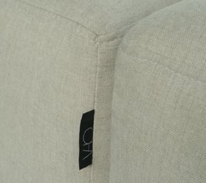 a couch with a label on it