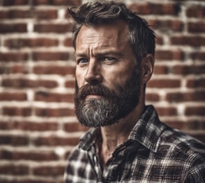 man standing near white wall