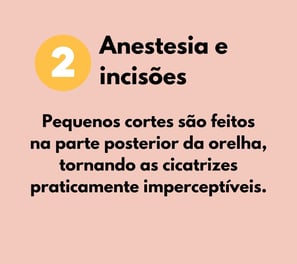 O número 2 em um círculo amarelo e texto sobre a otoplastia