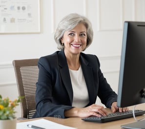 Professional career woman working on her retirement legacy.